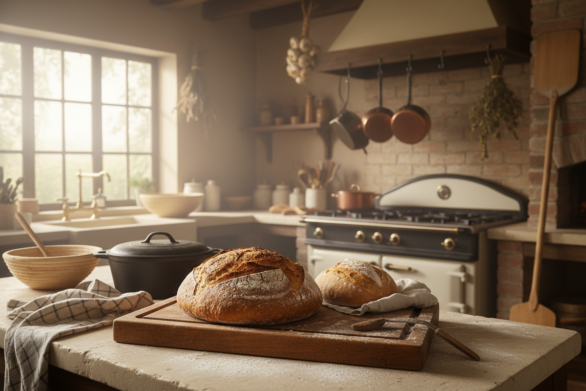 Rustic sourdough bread background